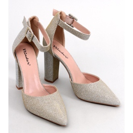 Czółenka na słupku opalizujące Midnight LT.GOLD złoty 1