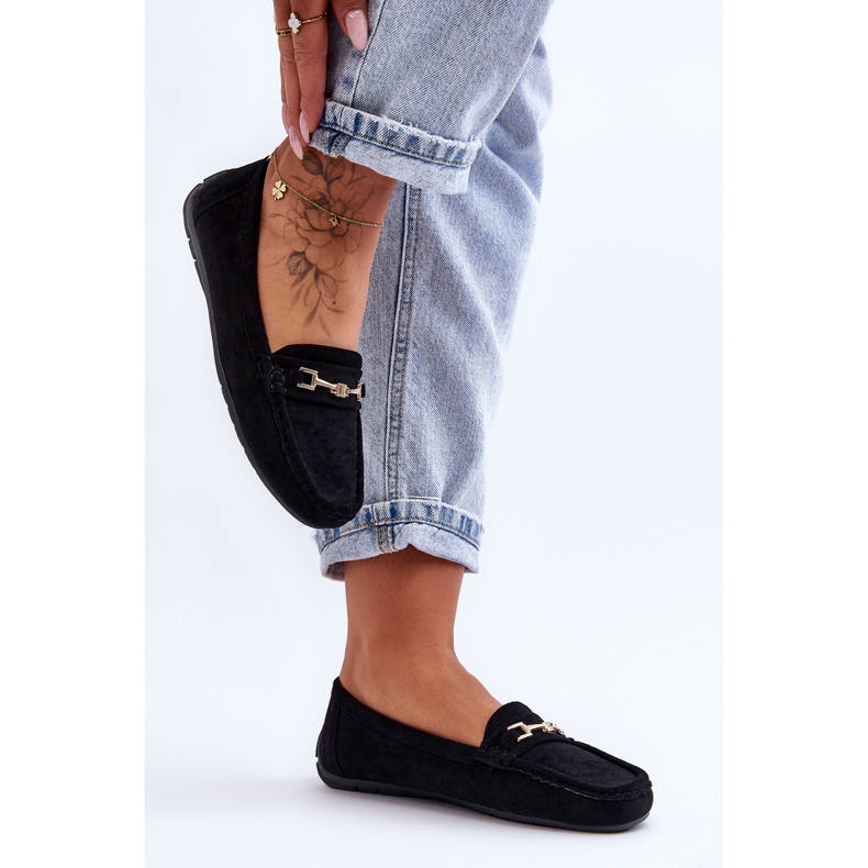 Damskie Klasyczne Zamszowe Mokasyny Czarne Corinell 2