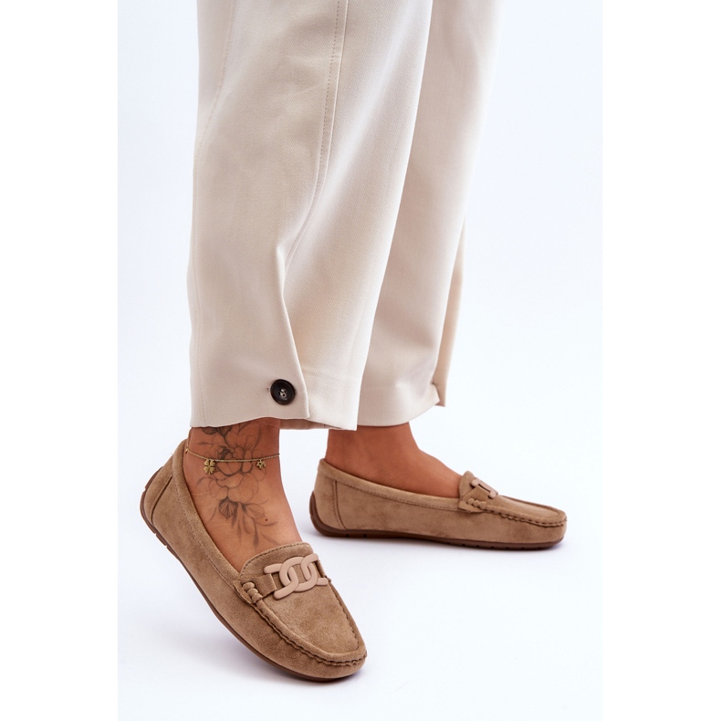 Damskie Modne Zamszowe Mokasyny Brązowe Rabell 1