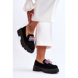 PS1 Damskie Mokasyny Z Ozdobnymi Kryształami Czarne Avril 1