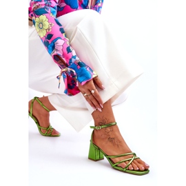 Modne Sandałki Na Obcasie Zielone Felisa 5