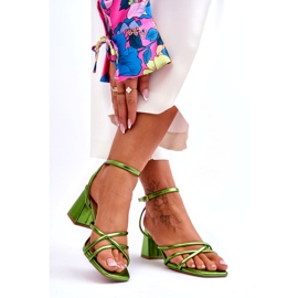 Modne Sandałki Na Obcasie Zielone Felisa 2