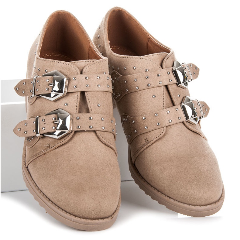 Fama Zamszowe Półbuty brązowe 2