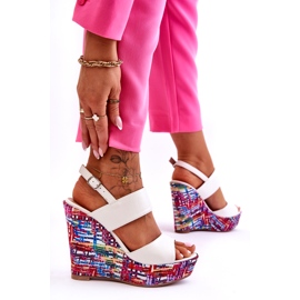 Damskie Sandałki Na Koturnie Białe Calderia 2