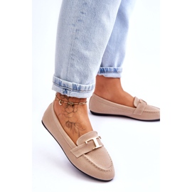 Klasyczne Wsuwane Mokasyny z Ozdobą Jasnobeżowe beżowy 2