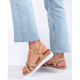 Sandały na koturnie Shelovet beżowe brązowe 1