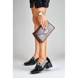 La.Fi Lakierowane czółenka na niskim obcasie czarne 2