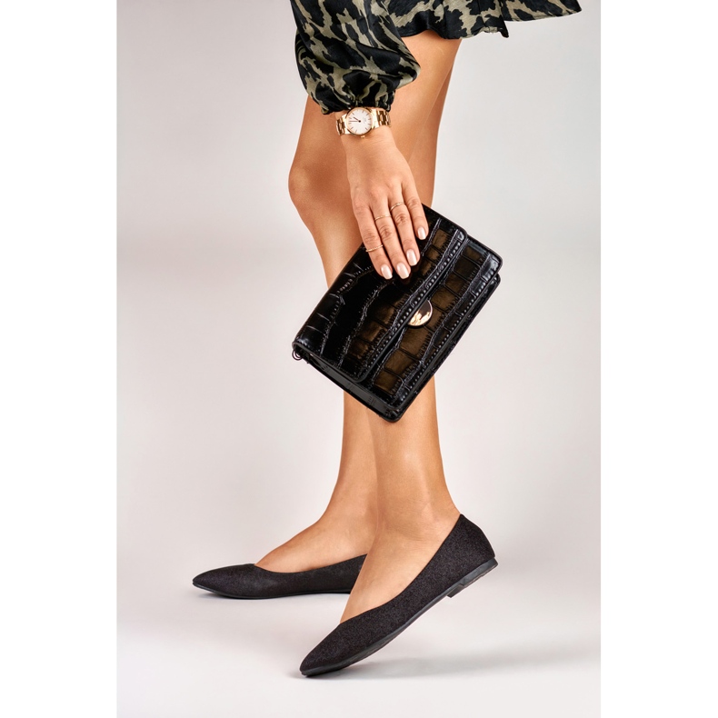 Czarne błyszczące klasyczne baleriny 1