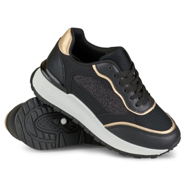 Czarne błyszczące sneakersy damskie 1