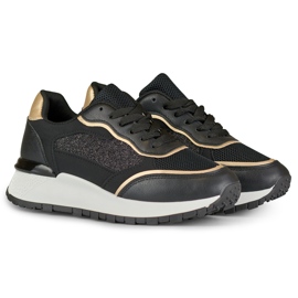 Czarne błyszczące sneakersy damskie 2