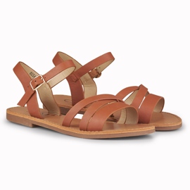 Płaskie brązowe sandały damskie Violet 2