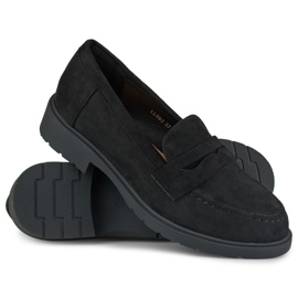 Czarne klasyczne zamszowe półbuty damskie 1