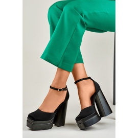 Czarne sandały na wysokim słupku Libby 1