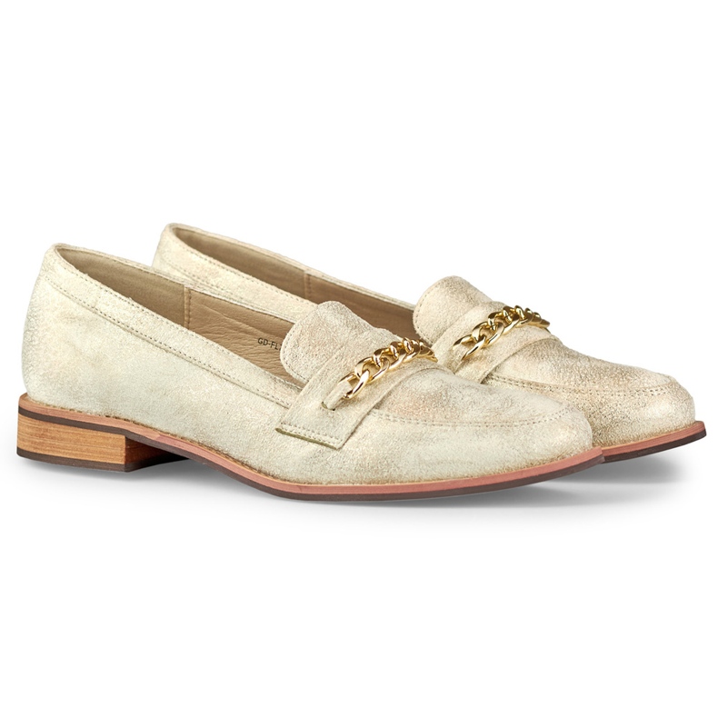 Złote półbuty z łańcuszkiem złoty 1