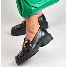 La.Fi Czarne mokasyny na platformie 1