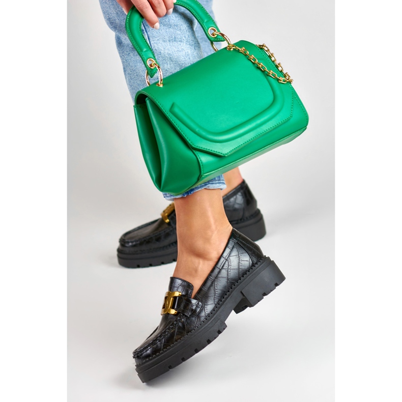 La.Fi Czarne mokasyny na platformie 2