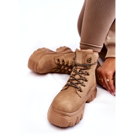 Damskie Botki Trapery Memory Foam Big Star KK274366 Beżowe beżowy 3