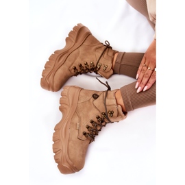 Damskie Botki Trapery Memory Foam Big Star KK274366 Beżowe beżowy 4