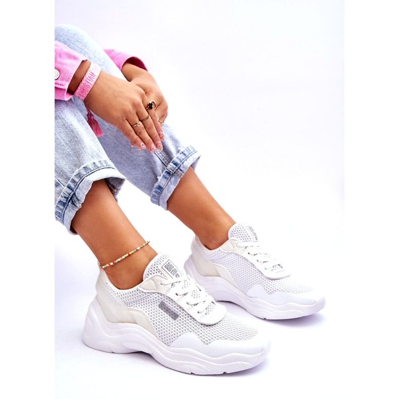 Damskie Materiałowe Buty Sportowe Memory Foam System Big Star LL274A064 Białe 8