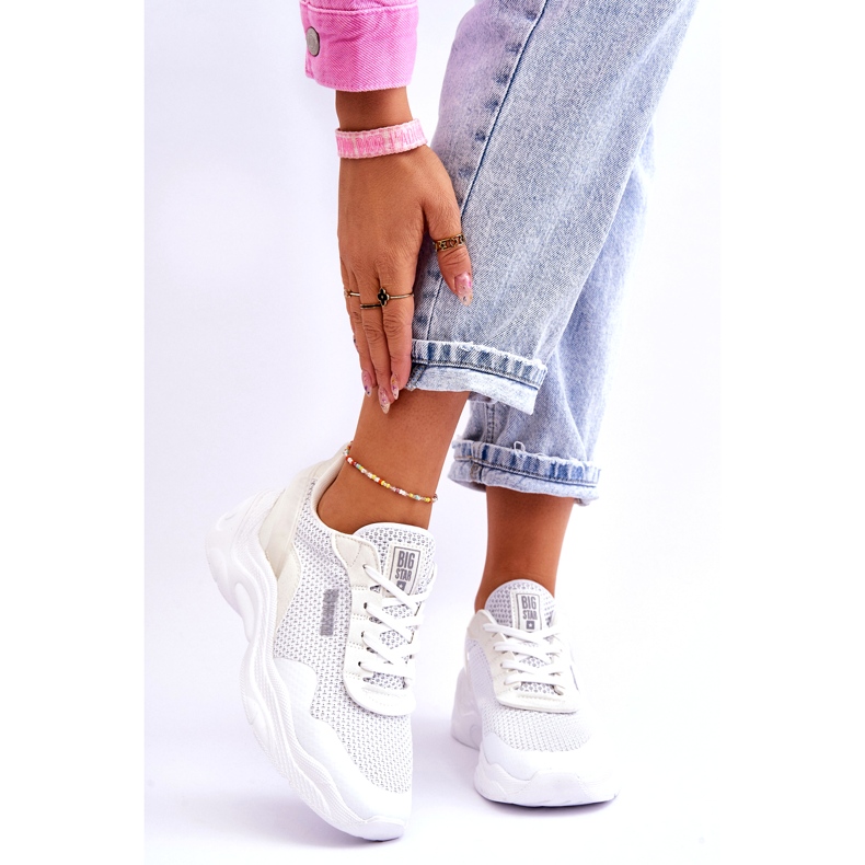 Damskie Materiałowe Buty Sportowe Memory Foam System Big Star LL274A064 Białe 1