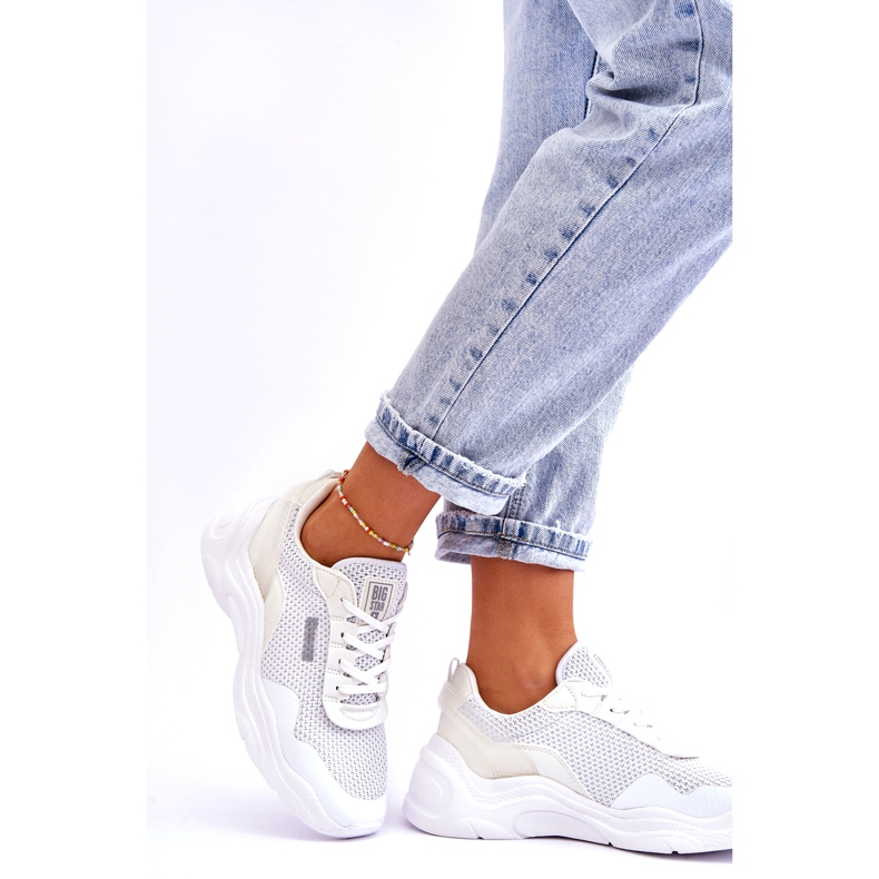 Damskie Materiałowe Buty Sportowe Memory Foam System Big Star LL274A064 Białe 2