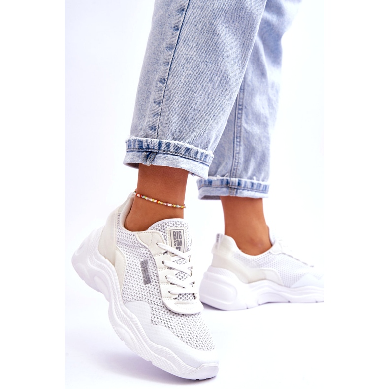 Damskie Materiałowe Buty Sportowe Memory Foam System Big Star LL274A064 Białe 3