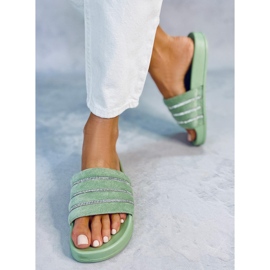 Klapki z cyrkoniami Lynne Green zielone 1