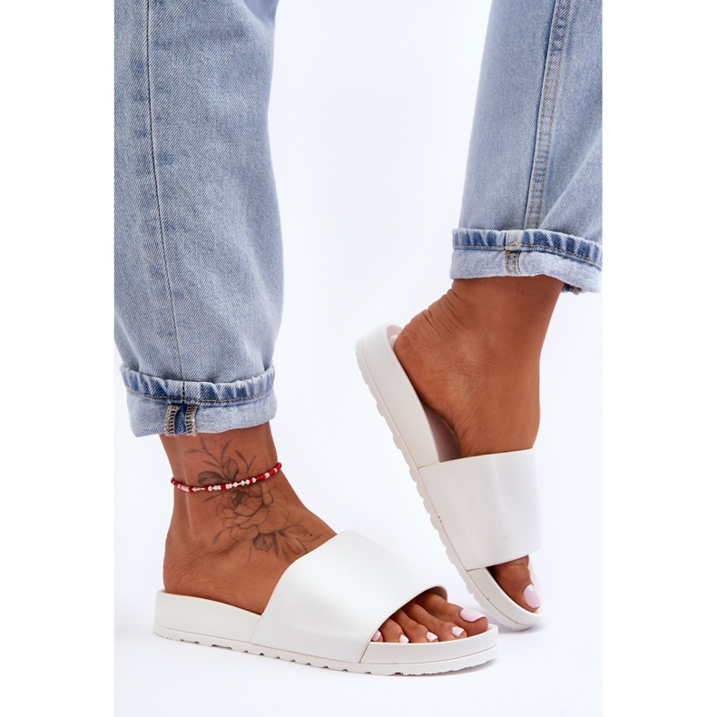 Klasyczne Damskie Klapki Białe Rolien 2