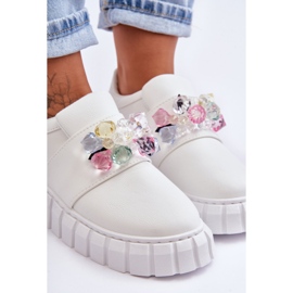 PS1 Modne Wsuwane Buty Sportowe Półbuty Z Ozdobą Białe Desire 2