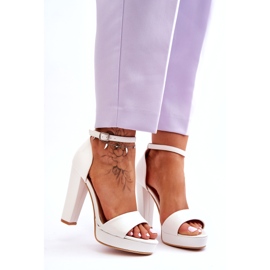 Sandały Na Wysokim Obcasie Białe Mandy 1