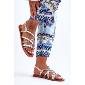 Sandały Damskie z Ozdobami Srebrne Alemona srebrny 2