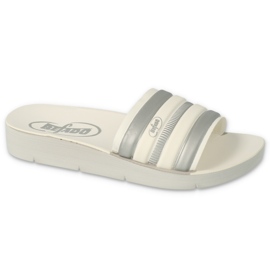 Befado klapki dziecięce 067Y001 beżowe w paski białe 3