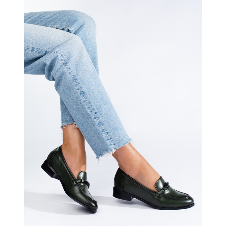 W. Potocki Ciemnozielone eleganckie półbuty Potocki 1