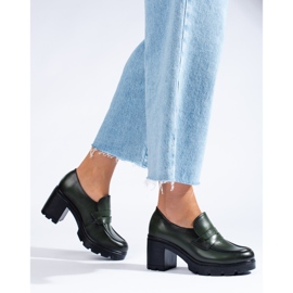 W. Potocki Ciemnozielone półbuty na słupku Potocki 1