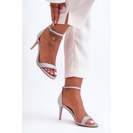 Błyszczące Sandały Na Szpilce Srebrne Gedna srebrny 1