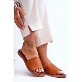Klasyczne Klapki Damskie Camel Aphrodite brązowe 2