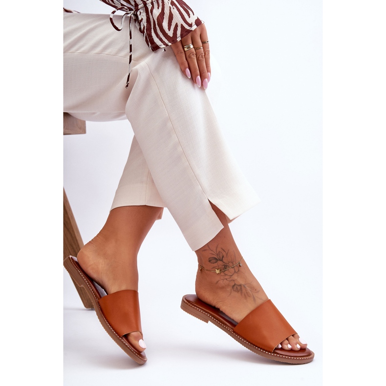 Klasyczne Klapki Damskie Camel Aphrodite brązowe 1