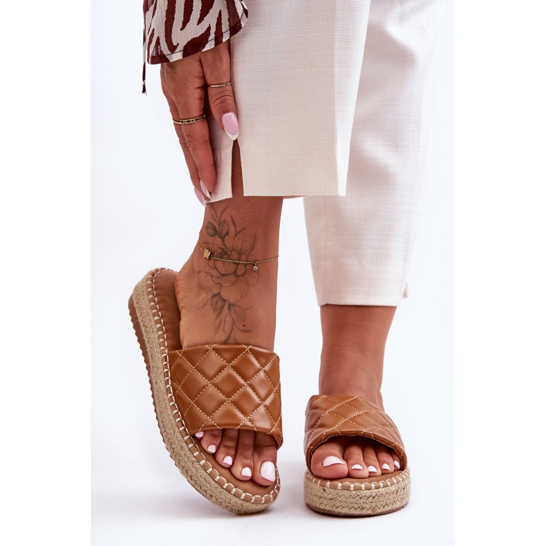 Damskie Klapki Na Platformie Camel Lullaby brązowe 2