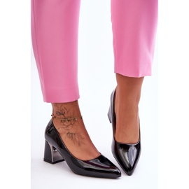 Eleganckie Lakierowane Czółenka Na Słupku Czarne Emma 1