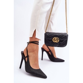 Klasyczne Szpilki Zdobione Cyrkoniami Czarne Guda 1