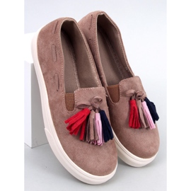 Trampki z frędzlami Salma Khaki beżowy 1