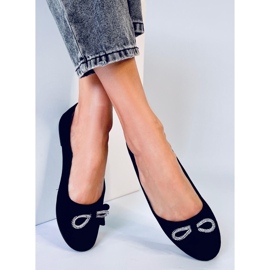 Baleriny zamszowe z kokardą Benoit Black czarne 1