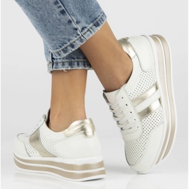 Sneakersy damskie skórzane na platformie białe Filippo 5