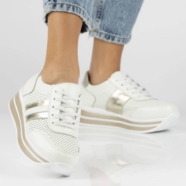 Sneakersy damskie skórzane na platformie białe Filippo 3