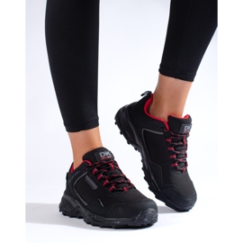 Buty trekkingowe damskie DK waterproof czarno czerwone czarne 1