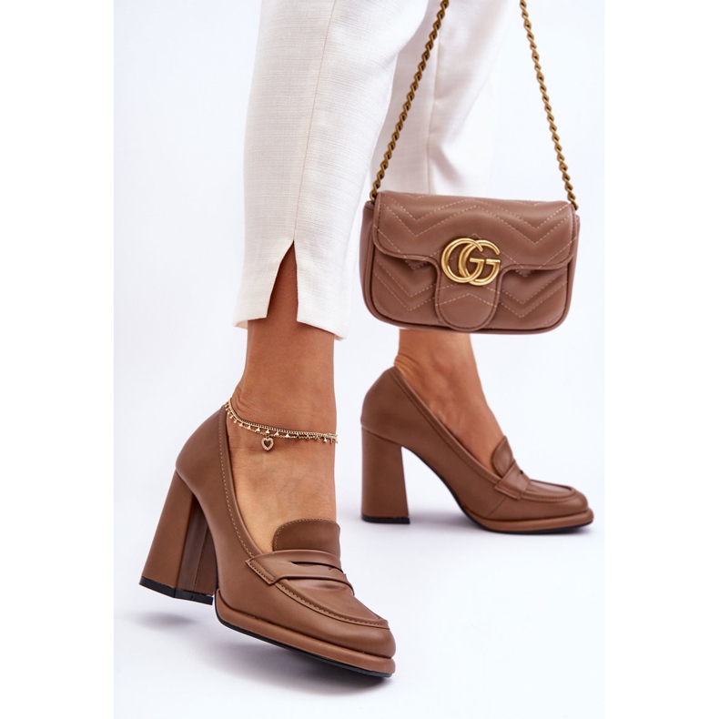 PS1 Modne Czółenka Na Słupku Brązowe Florence 1