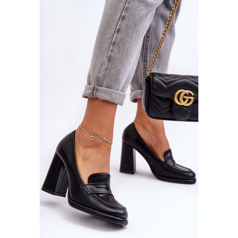 PS1 Modne Czółenka Na Słupku Czarne Florence 1