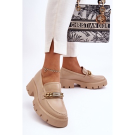 PS1 Klasyczne Mokasyny Na Masywnej Platformie Beżowe Catch Me! beżowy 2