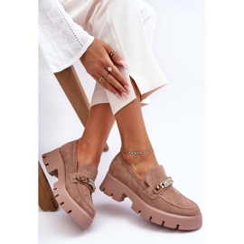 PS1 Klasyczne Zamszowe Mokasyny Na Masywnej Platformie Brązowe Catch Me! 1