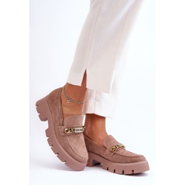 PS1 Klasyczne Zamszowe Mokasyny Na Masywnej Platformie Brązowe Catch Me! 2